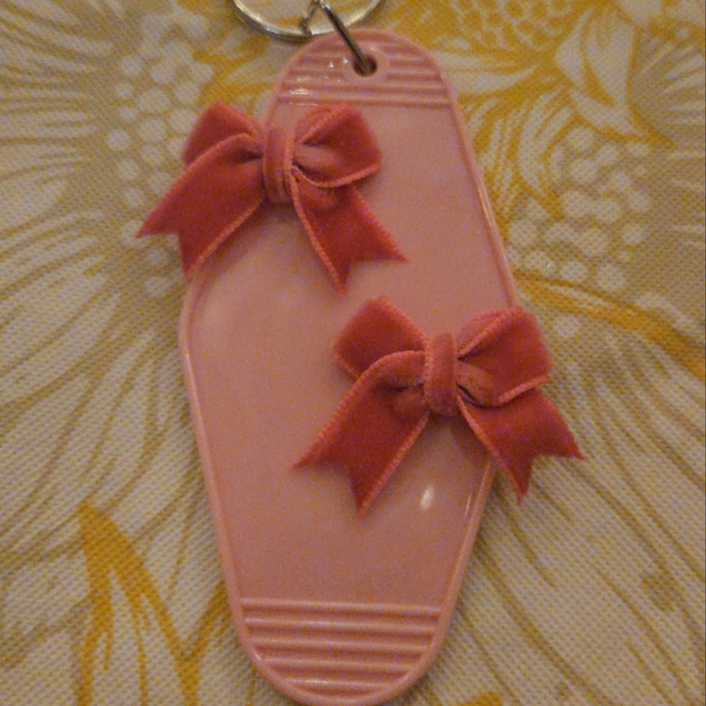 Chic Pink Keychain with Bow Details